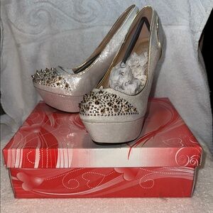 Elegant Silver Studded Women's Heels